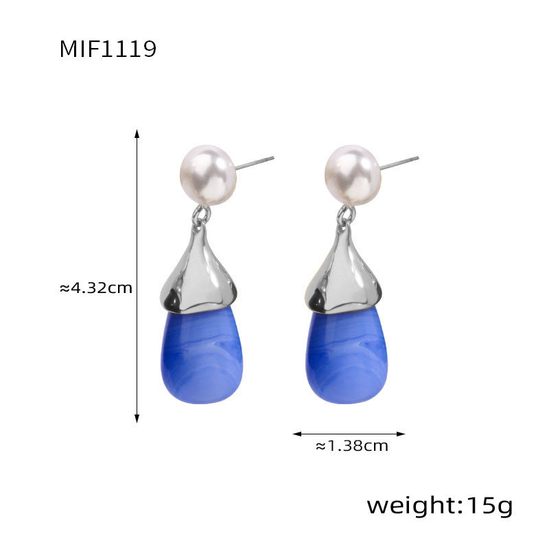 Dopamine candy color light luxury resin colorful earrings titanium steel niche exquisite temperament earrings jewelry spot