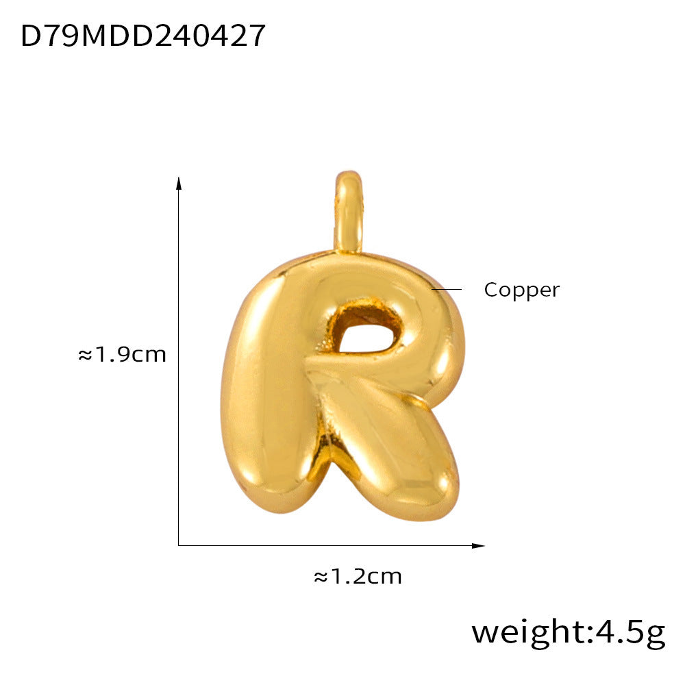 Hot Sale Glossy Bubble Balloon 26 English Letter Pendant Accessories Versatile Copper Gold Plated Jewelry 99