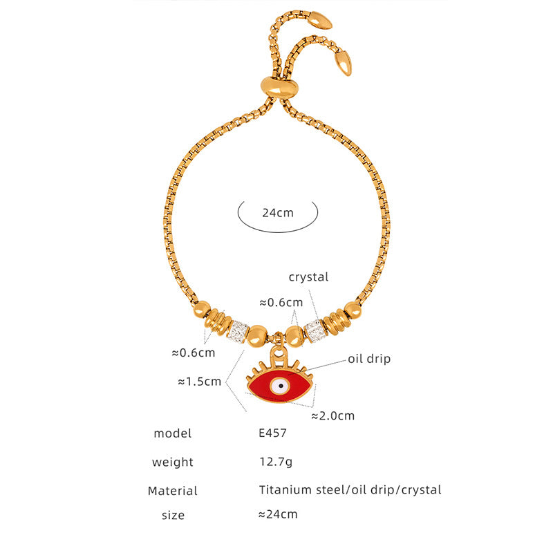 Retro personality versatile all kinds of exaggerated eye pendant titanium steel bracelet women's jewelry spot wholesale pp
