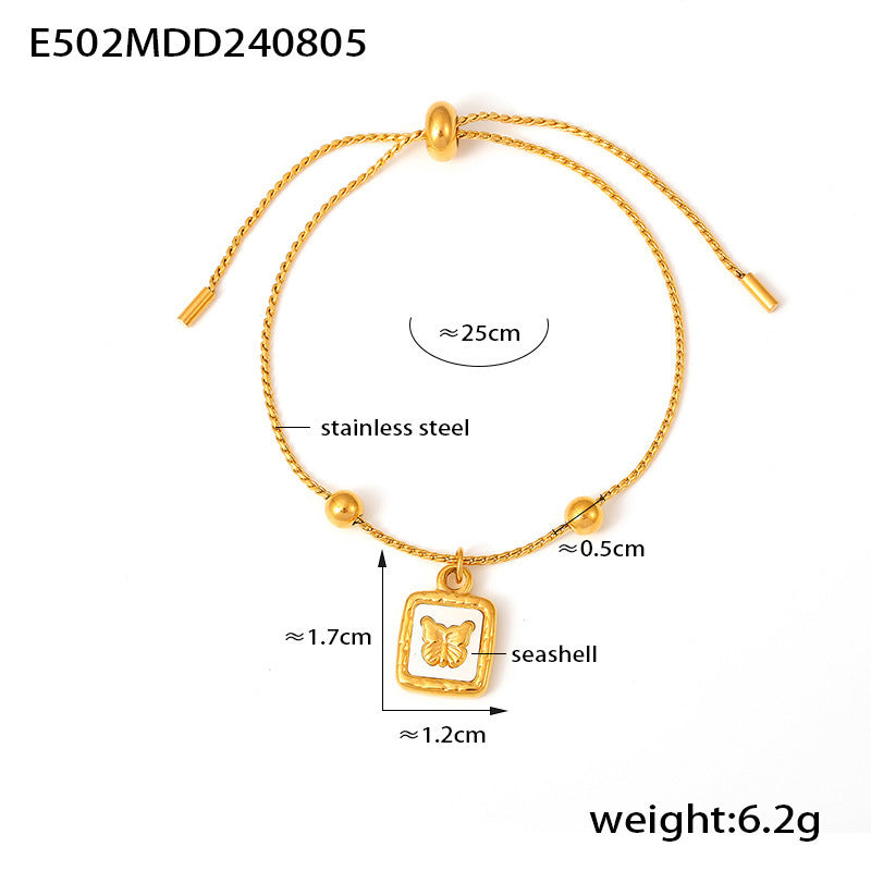 Hot-selling round bead agate geometric element pendant bracelet niche design plated 18k gold love jewelry women pp