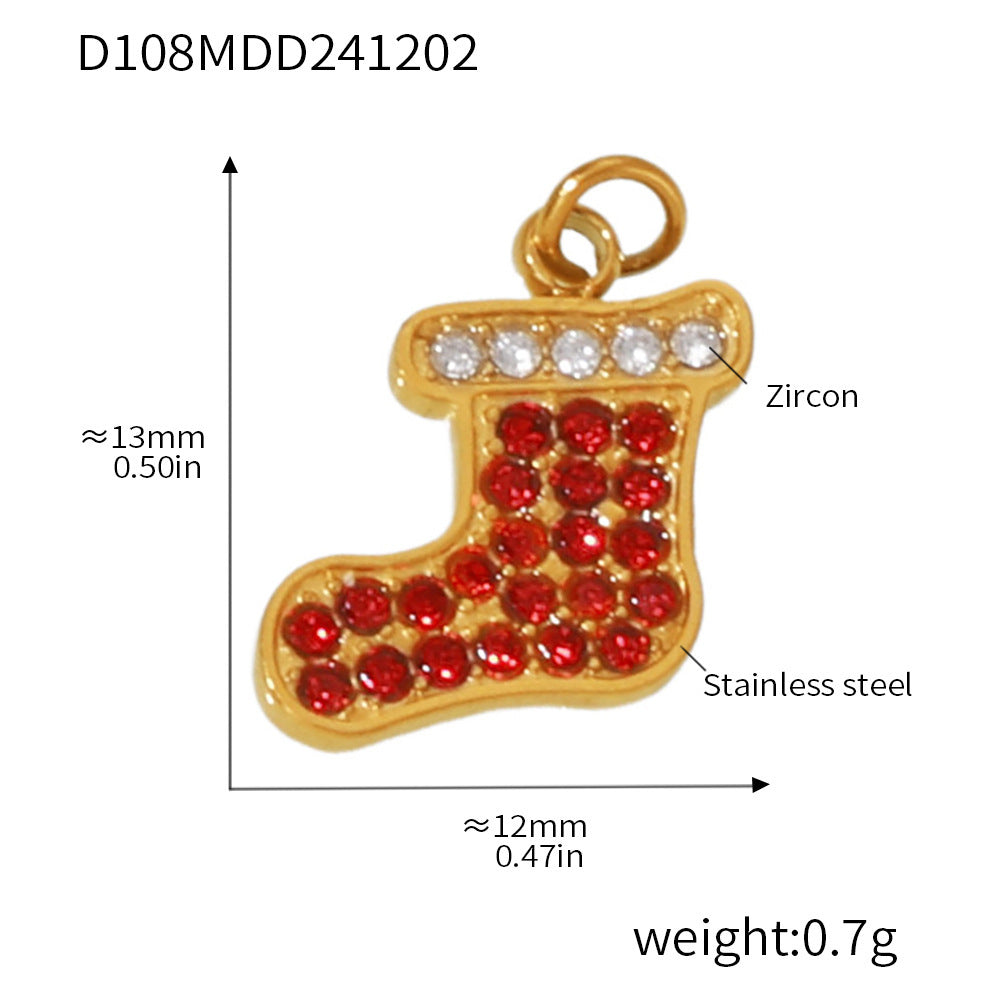 Christmas series titanium steel zircon pendant DIY jewelry cute atmosphere holiday element accessories accessories