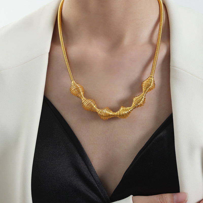 New high-end fashion personalized design retro temperament titanium steel gold-plated pendant necklace jewelry female pp