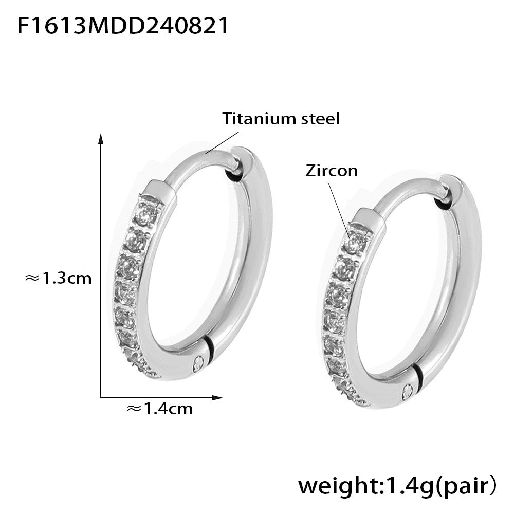 Stainless steel niche personality temperament versatile earrings fashion light luxury ear buckle plated 18k real gold jewelry women 99