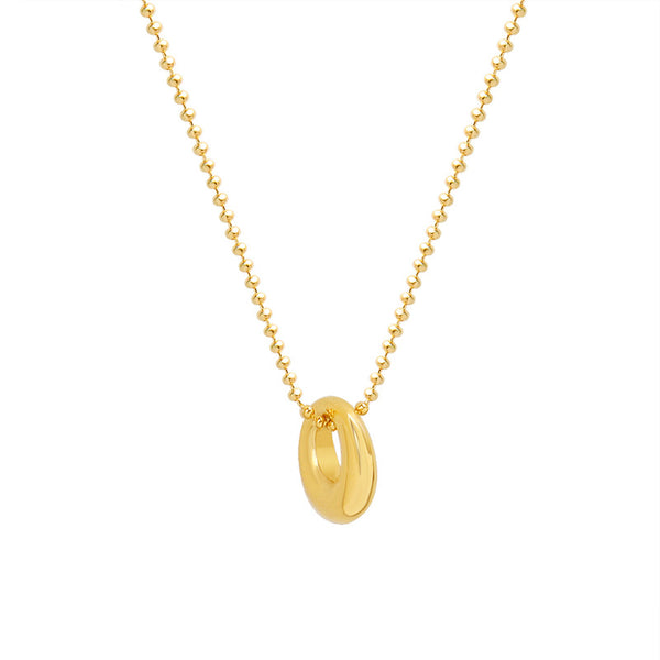 Cold Wind Niche Fashion Oval Pendant Titanium Steel Necklace Plated 18K Real Gold Simple Jewelry P097pp