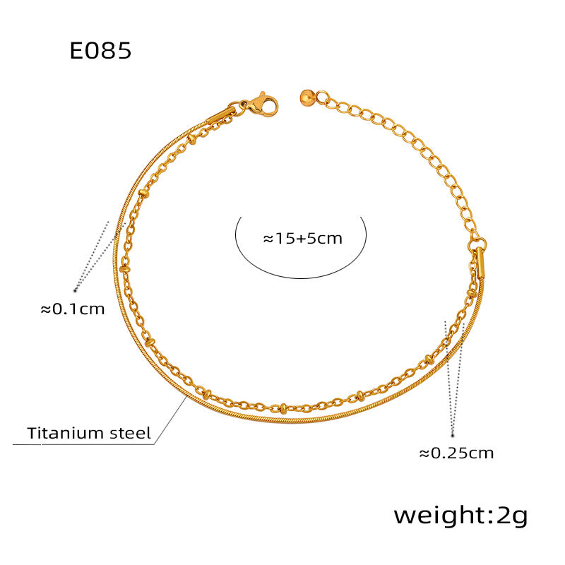 New simple personality niche design titanium steel gold-plated lobster buckle double-layer bracelet jewelry wholesale