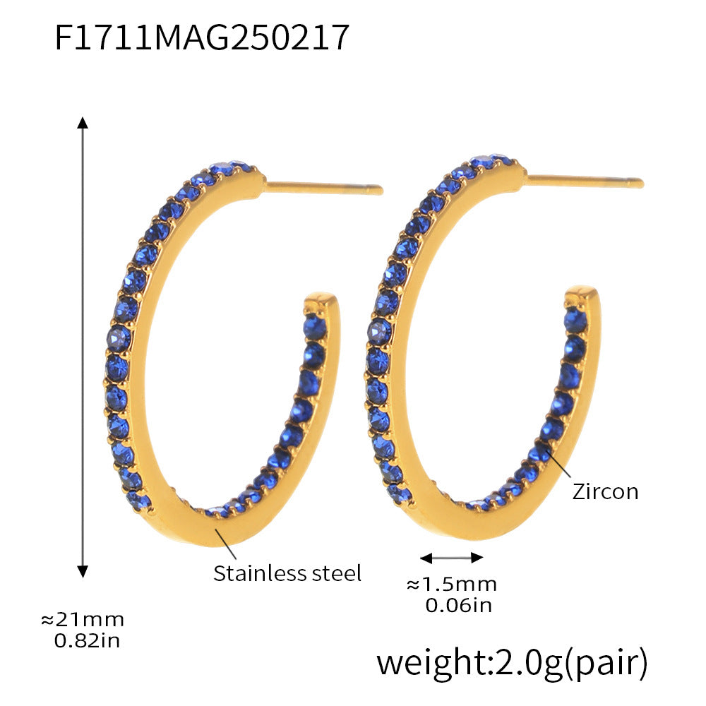 Fine titanium steel inlaid zircon earrings fashion light luxury personalized temperament earrings spot wholesale