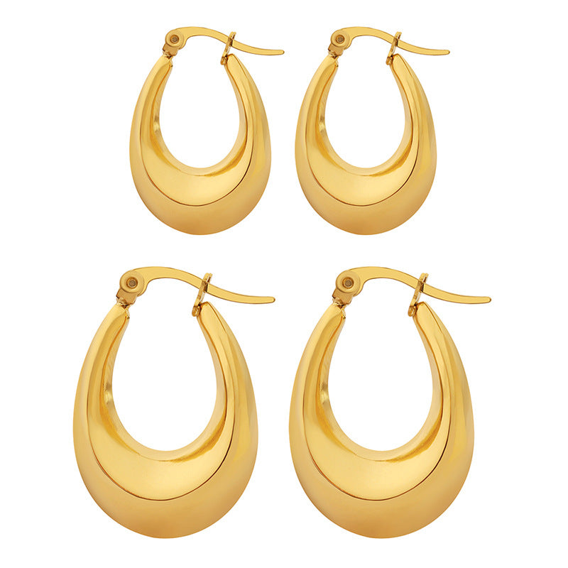 New U shape size earrings titanium steel gold-plated hot-selling European and American style does not fade fashionable personalized ear jewelry 99