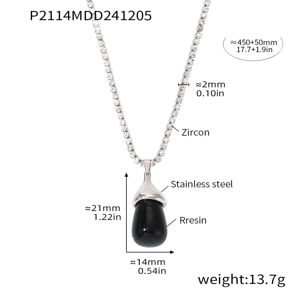 Stainless steel color zircon chain resin water drop collarbone necklace light luxury temperament necklace spot female