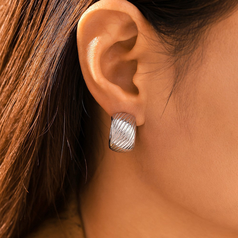 Stylish C-type twill earrings, stainless steel plated with 18k gold, non-allergic, daily commuting, popular earrings wholesale