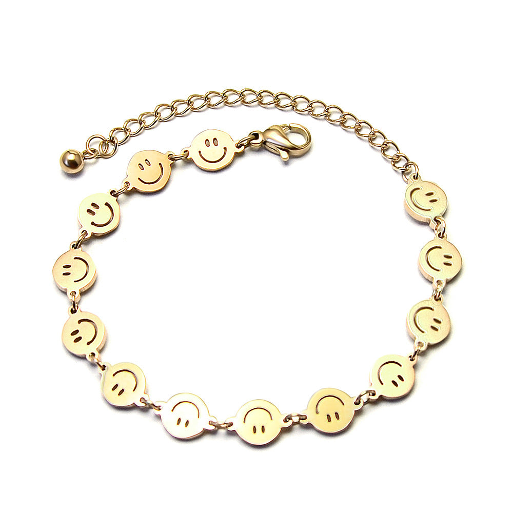 Stylish and simple smiling smiley face bracelet female student titanium steel trinket female cold wind jewelry