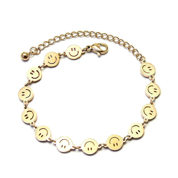 Stylish and simple smiling smiley face bracelet female student titanium steel trinket female cold wind jewelry