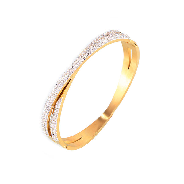 Hot-selling niche fashion versatile jewelry cross shape diamond design titanium steel gold-plated bracelet