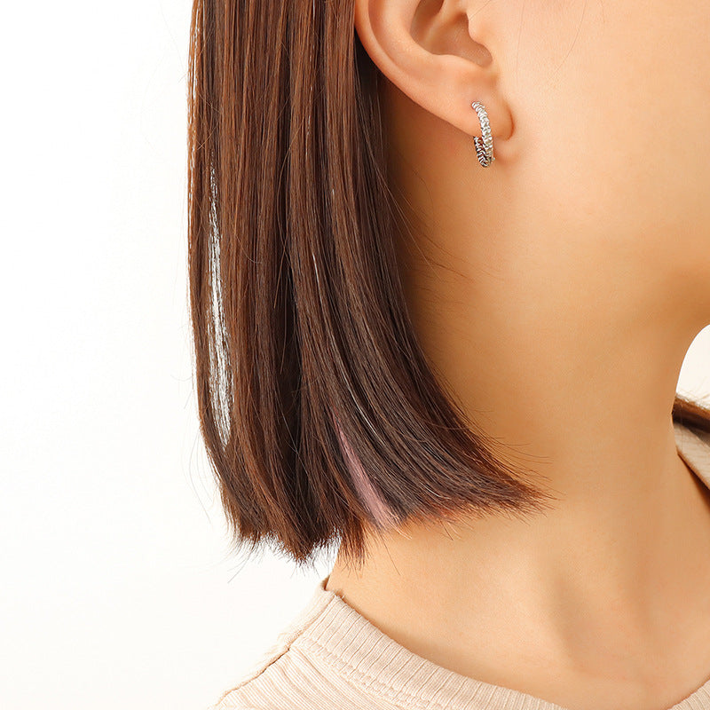 Accessories, niche personalized embossed circle earrings, titanium steel-plated 18K gold non-fading earrings 99