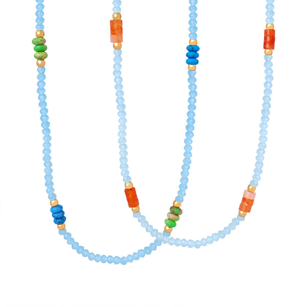 Retro new light luxury natural stone handmade beaded turquoise abacus bead necklace fashion