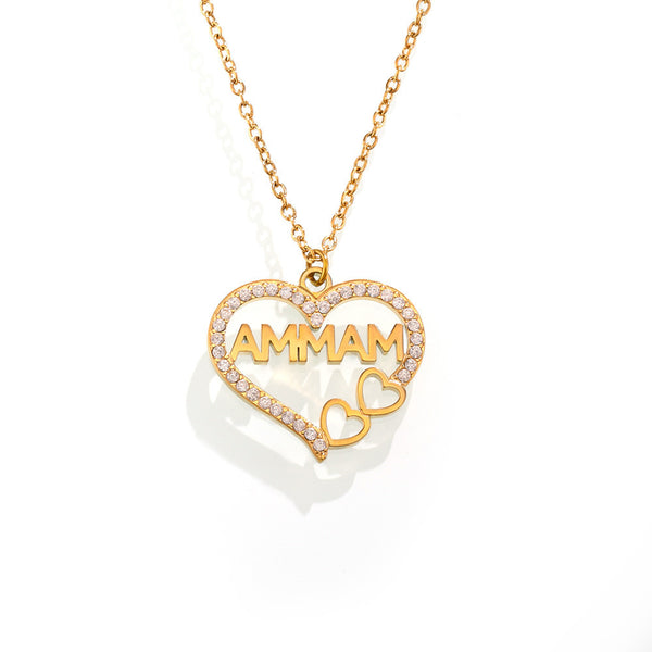 Double Dopamine Natural Stone Heart Letter Clavicle Necklace Light Luxury Stainless Steel Jewelry