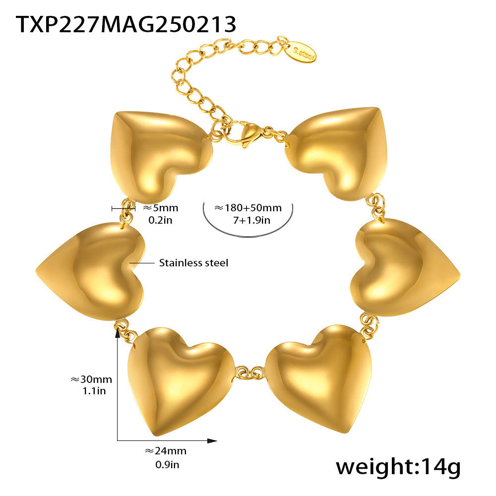Trendy love splicing chain necklace bracelet set exaggerated fashion jewelry does not fade 99