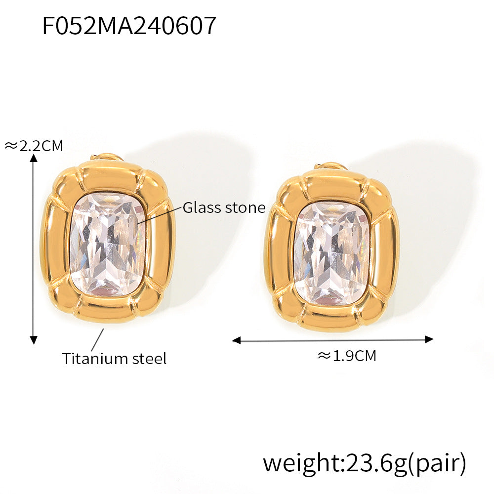 Retro light luxury simple cold wind jewelry texture oval brand diamond design titanium steel jewelry set 99