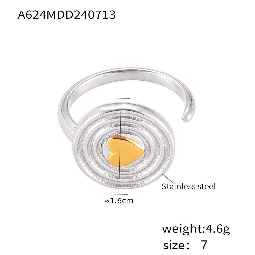 Niche opening geometric gold ring titanium steel electroplating 18K real gold fashion accessories combination spot 99