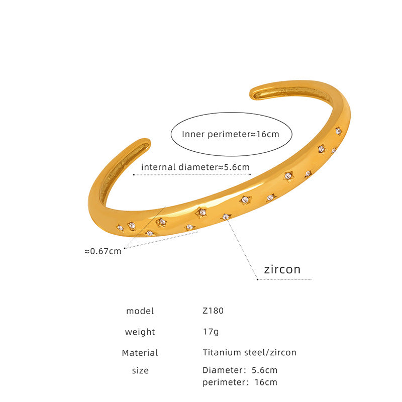 New retro versatile personality simple PVD electroplating 18k real gold non-fading opening bracelet factory wholesale 99
