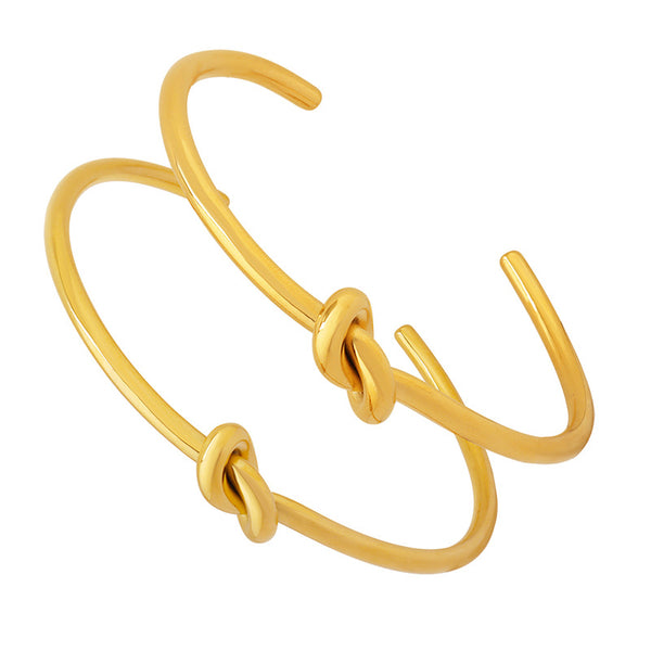 Temperament Personality Fashion Thickness Opening Knot Bracelet Titanium Steel Plated 18K Gold Non-Fading Bracelet Jewelry
