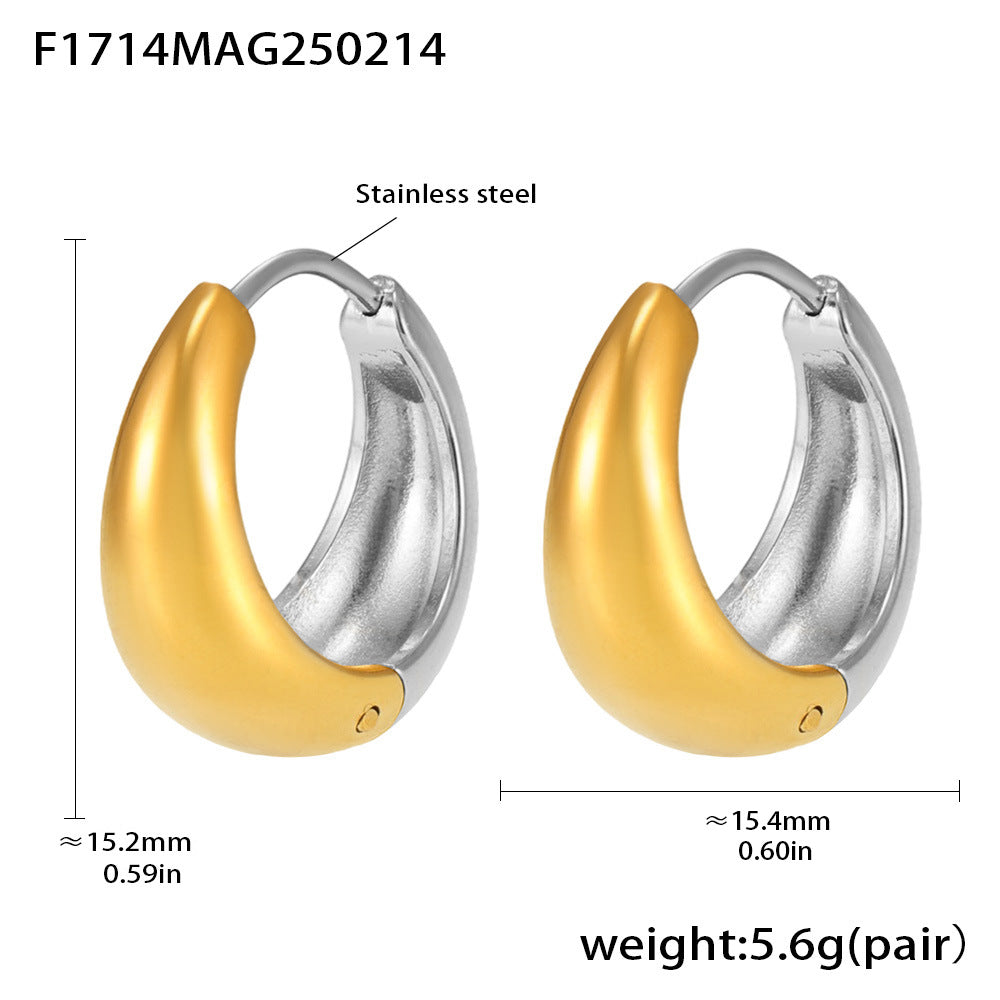 Circle earrings European and American small ear buckles niche plain rings stainless steel high polish gold color matching earrings 99