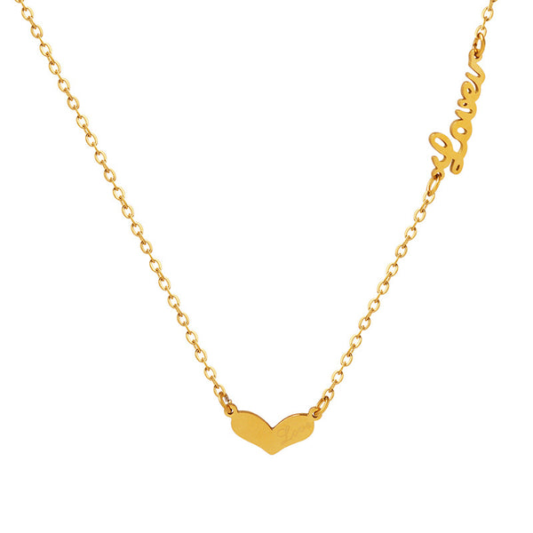 English love peach heart loveu pendant necklace women's niche titanium steel clavicle neck chain jewelry P799