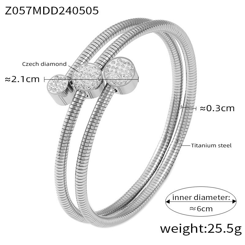 Hot-selling niche personalized light luxury jewelry with diamond design sense geometric multi-layer titanium steel temperament versatile bracelet