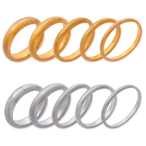 Goose throat bracelet European and American style fashion personalized design titanium steel gold-plated elastic striped bracelet women's jewelry wholesale