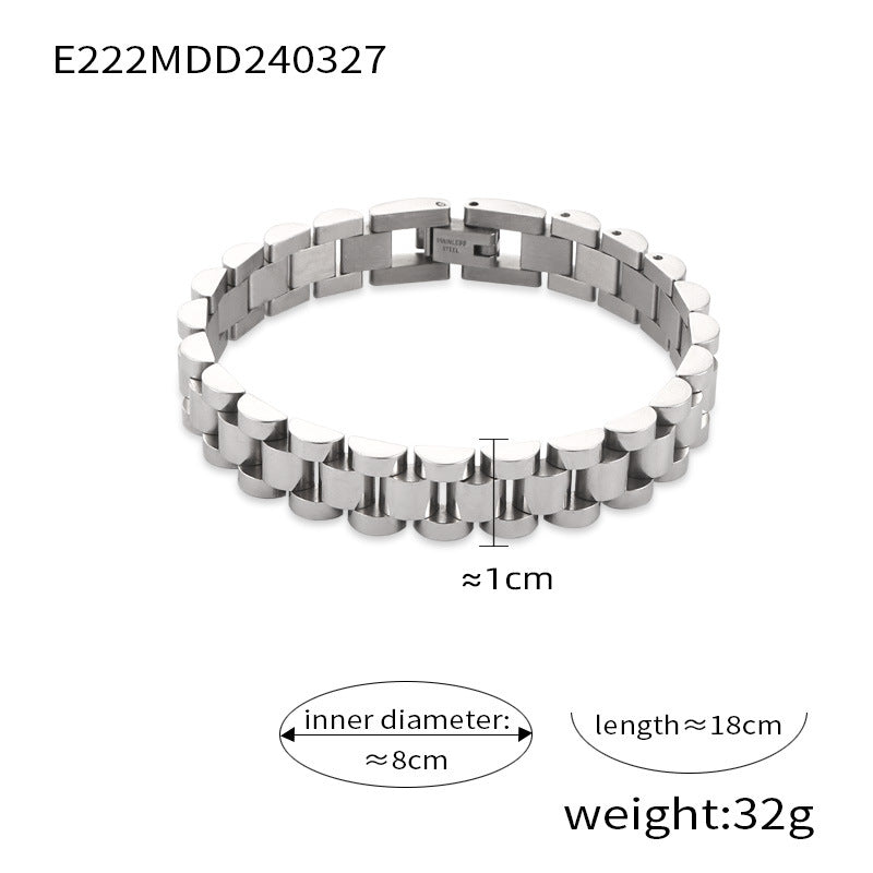 Niche trendy cool business men's personalized jewelry simple geometric watch design titanium steel gold-plated bracelet 99