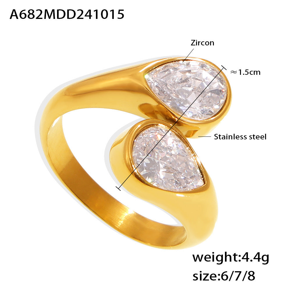 A682-Titanium steel open ring PVD plated 18k real gold color retention