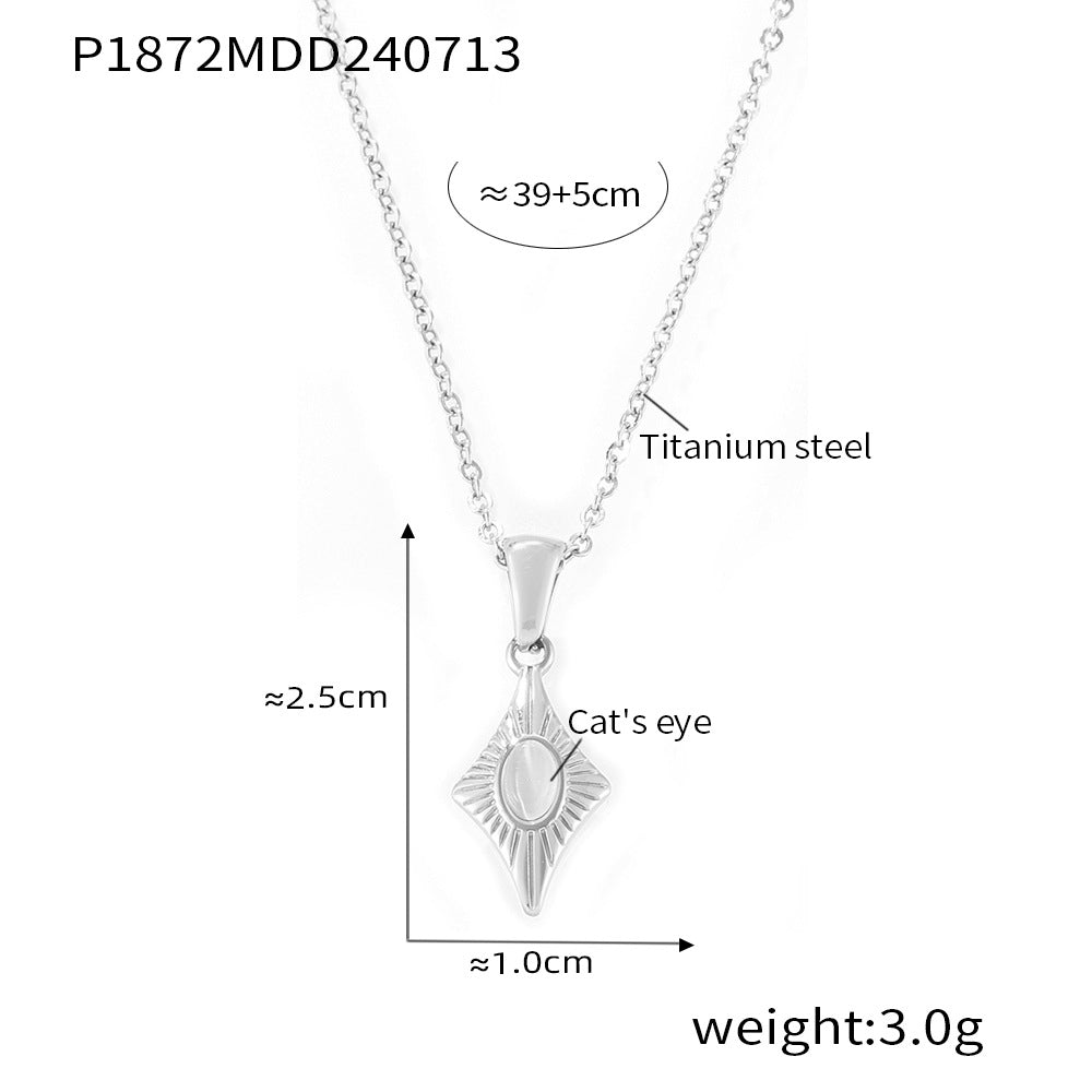 tetragonal opal pendant titanium steel clavicle chain seashells ring necklace ring niche set