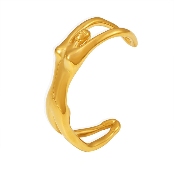 Creative female body opening bracelet, European and American personality Internet celebrity titanium steel plated 18K gold heavy industry casting bracelet 99