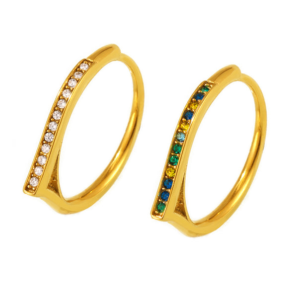 Titanium steel ring full diamond micro-inlaid zircon opening niche design stainless steel plated 18K real gold female