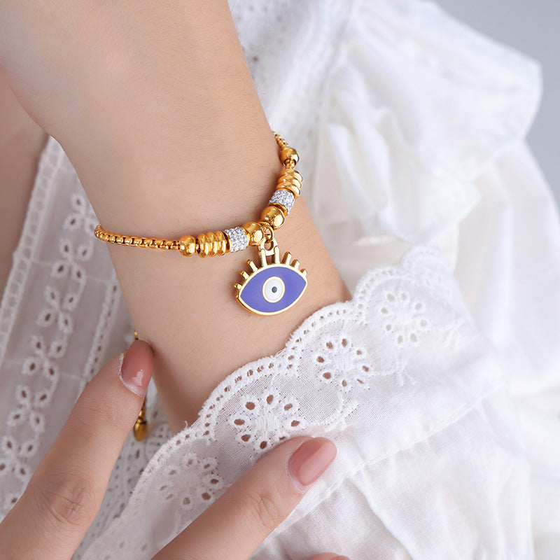 Retro personality versatile all kinds of exaggerated eye pendant titanium steel bracelet women's jewelry spot wholesale pp