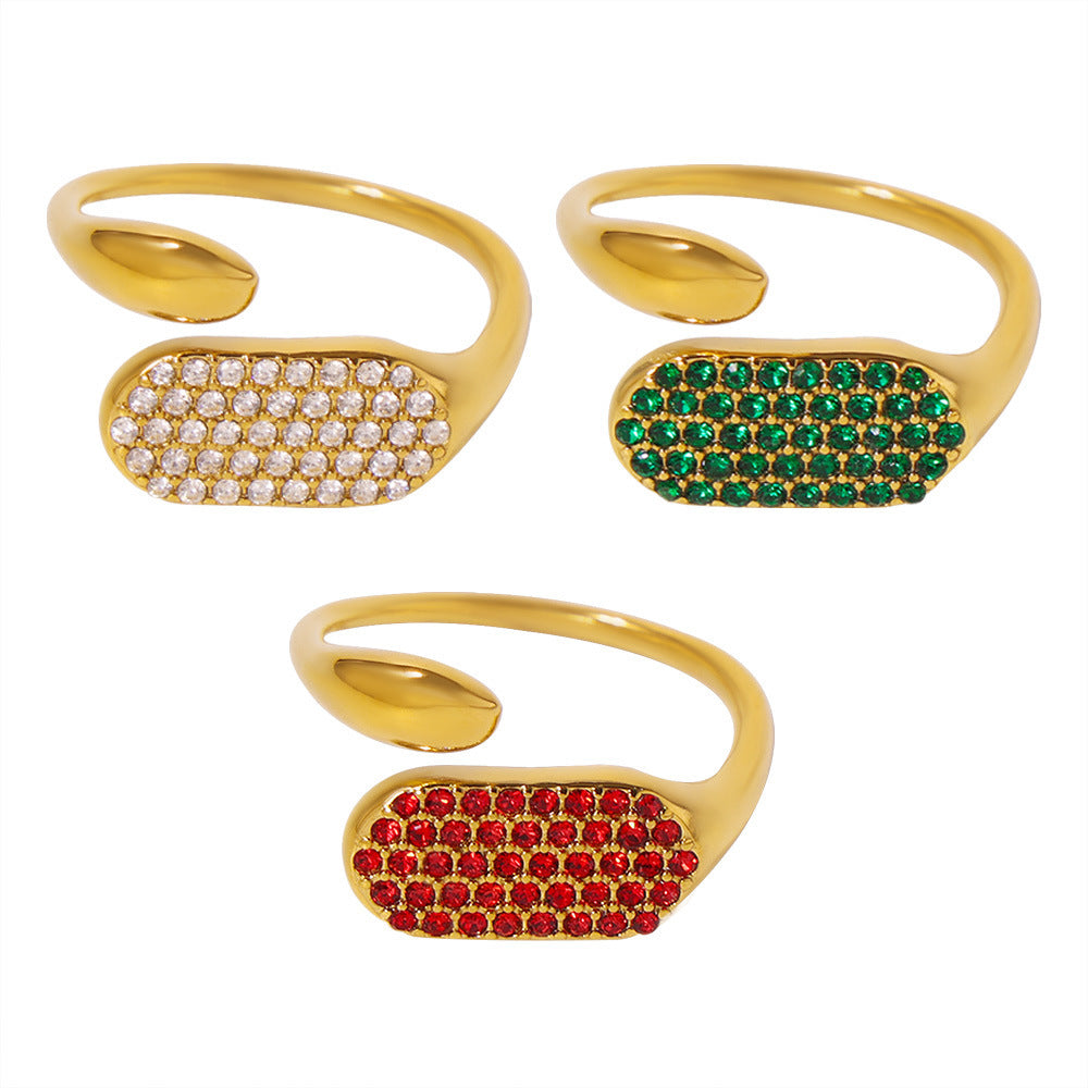 Stainless steel full diamond inlaid zircon open casting ring niche design high texture version accessories pp