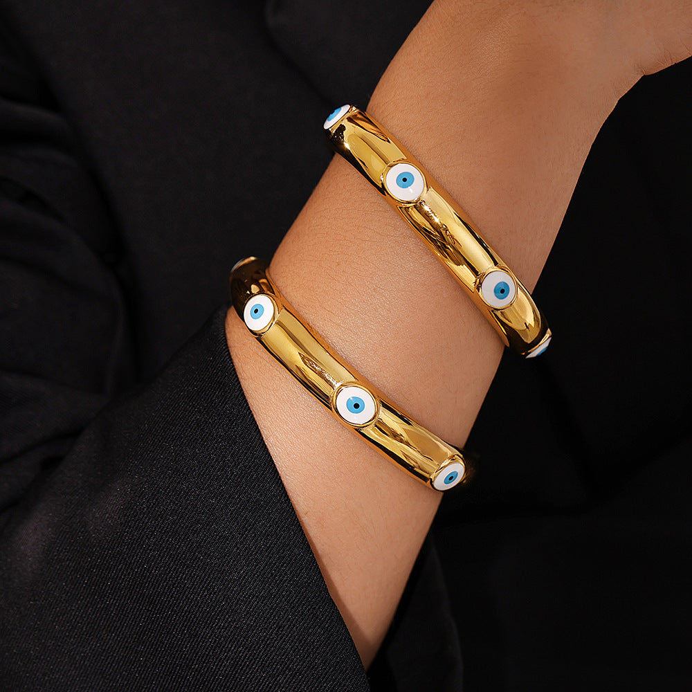 Titanium steel oil dripping eye bracelet 18k gold-plated light luxury funny devil's eye personalized bracelet jewelry spot 99