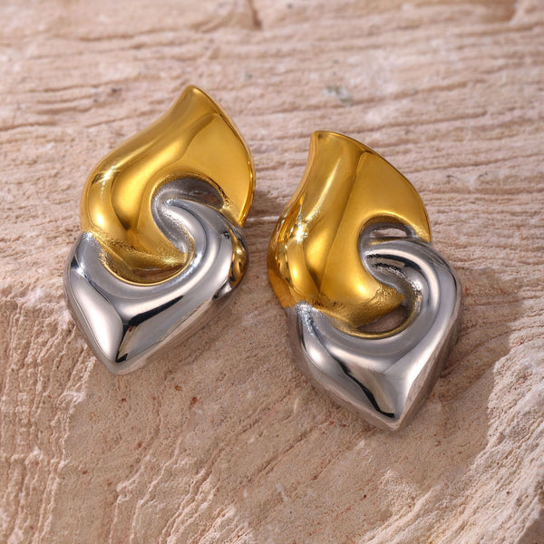 Stainless steel electroplated 18K real gold geometric gold earrings earrings exaggerated fashionable titanium steel earrings wholesale