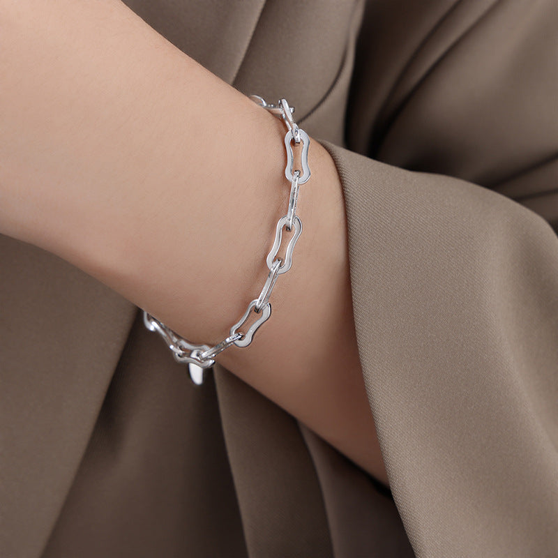 Cold wind personality geometric chain splicing design sense minimalist wind titanium steel gold-plated jewelry set