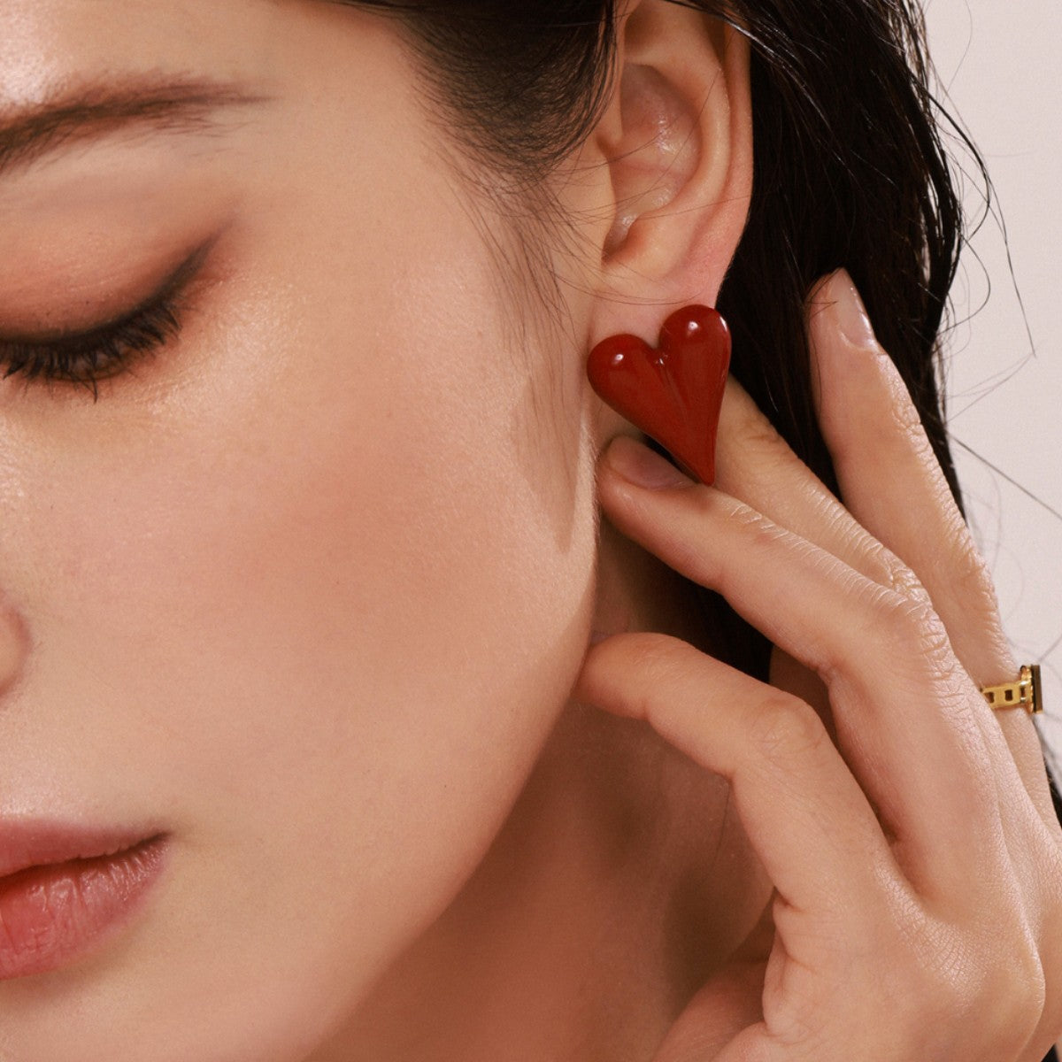 Weights Color Glaze Peach Heart Earrings Niche Love Earrings Women's Stainless Steel PVD Electroplating Factory Spot