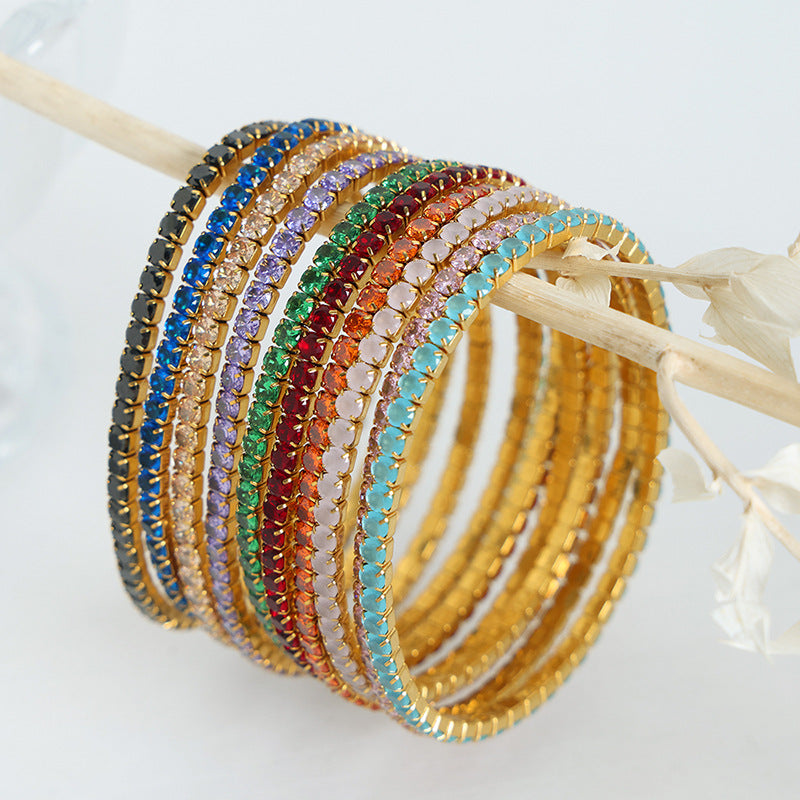 New high-end light luxury full of zircon niche design titanium steel gold-plated personalized bracelet women's jewelry wholesale