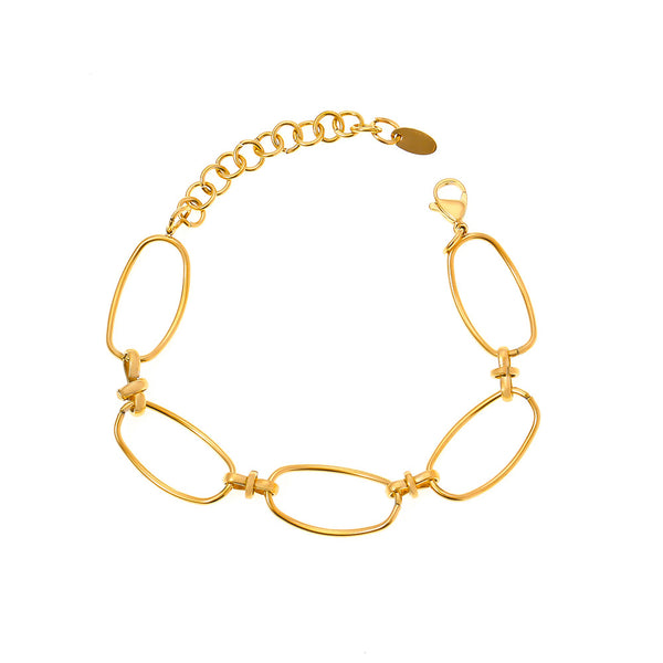 Fashion commuter personality minimalist style casual versatile jewelry geometric return splicing design sense titanium steel gold-plated bracelet pp