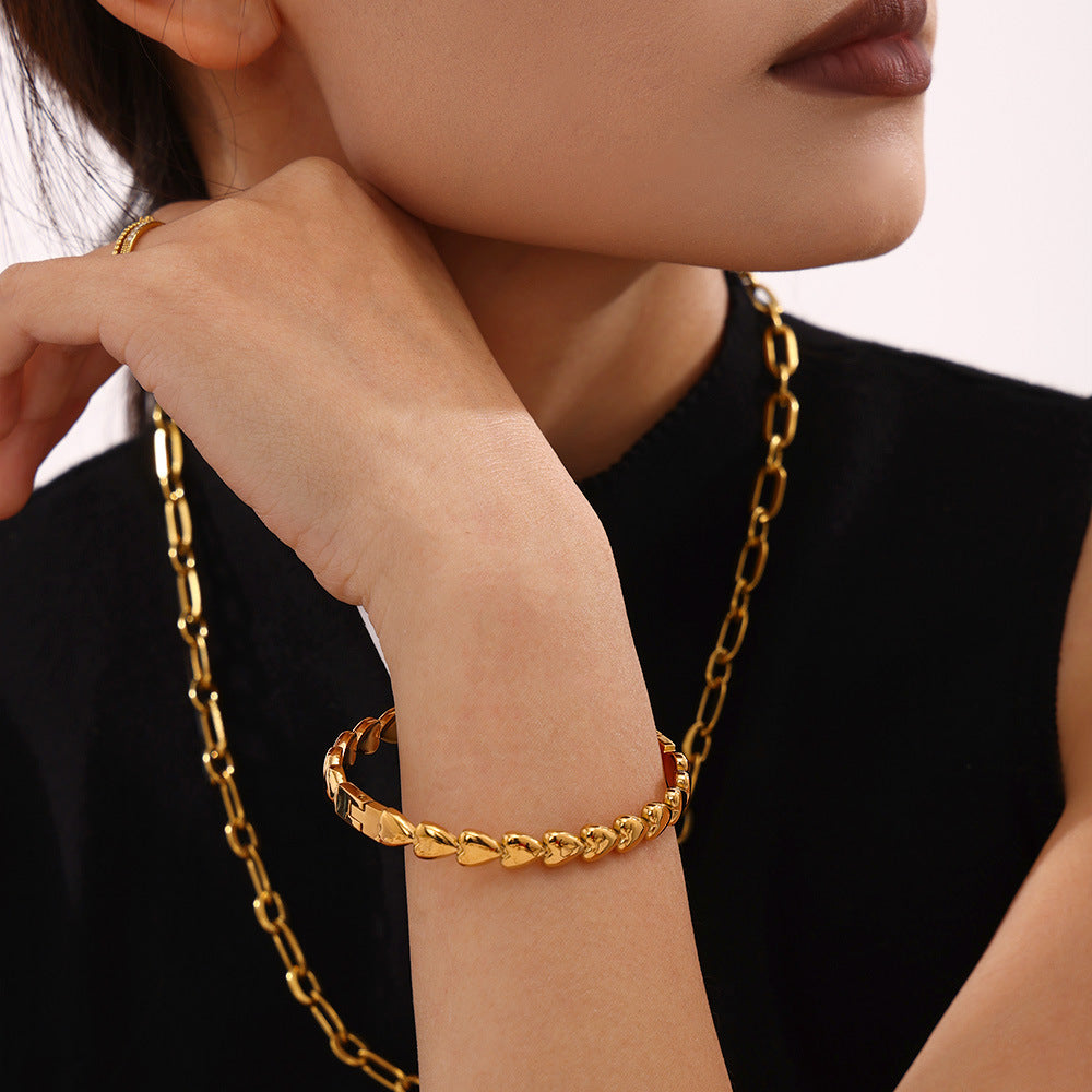 Internet celebrity love bracelet 18K gold plated stainless steel bracelet jewelry light luxury female wholesale pp