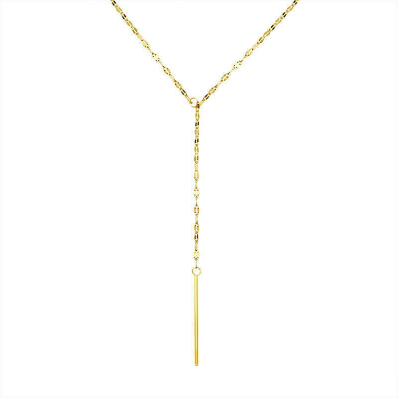 Marka style Y-shaped neck chain, fringed short necklace, collarbone necklace, titanium steel 18k gold P529.
