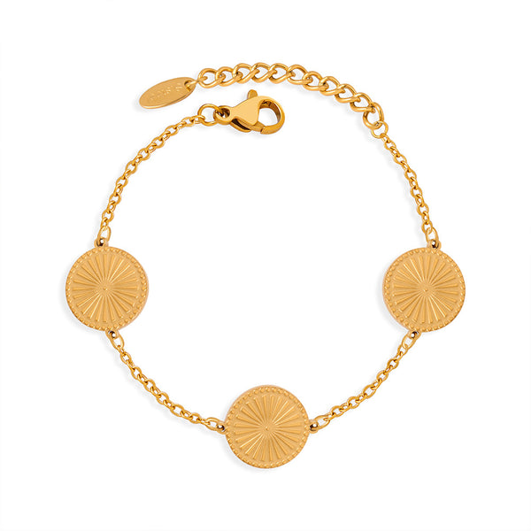 New high-end fashion versatile simple personality titanium steel gold-plated round brand pendant necklace bracelet