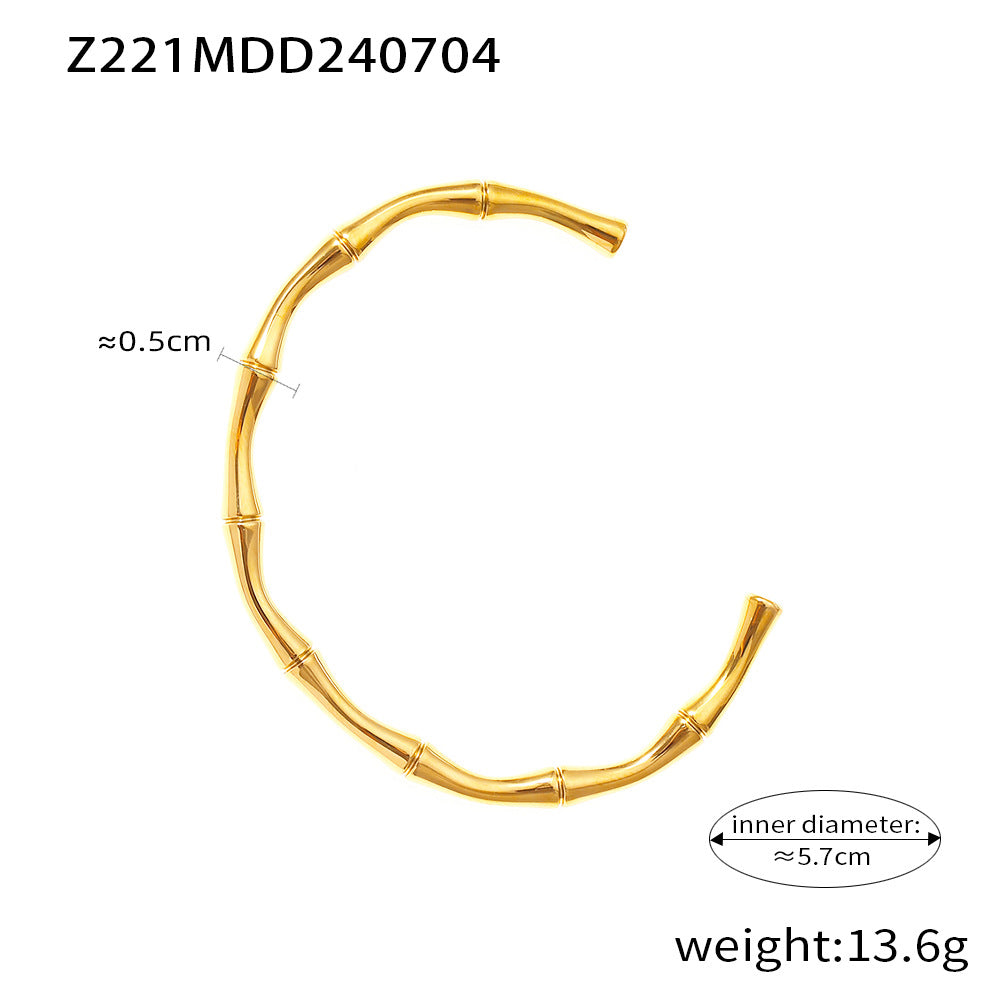 Personality, temperament, elegant and versatile jewelry, bamboo joint splicing design sense, titanium steel gold-plated jewelry set pp