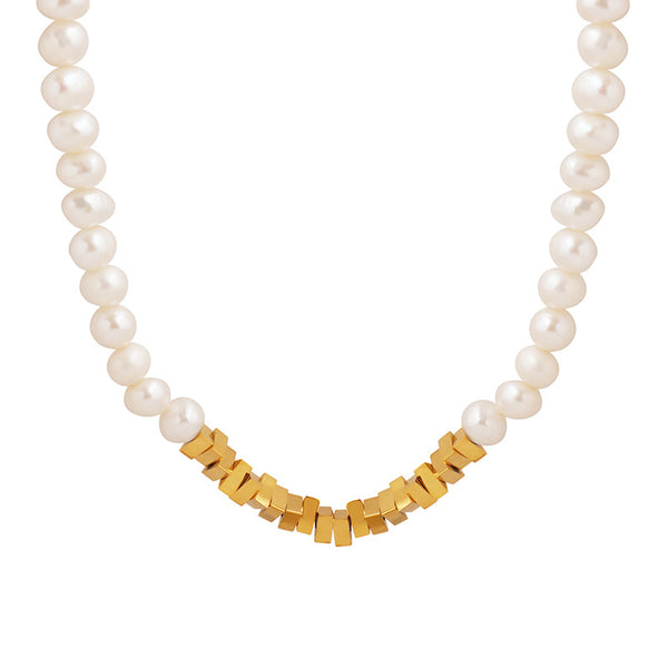 Niche design jewelry French trend fashion triangle pendant splicing freshwater pearl necklace jewelry