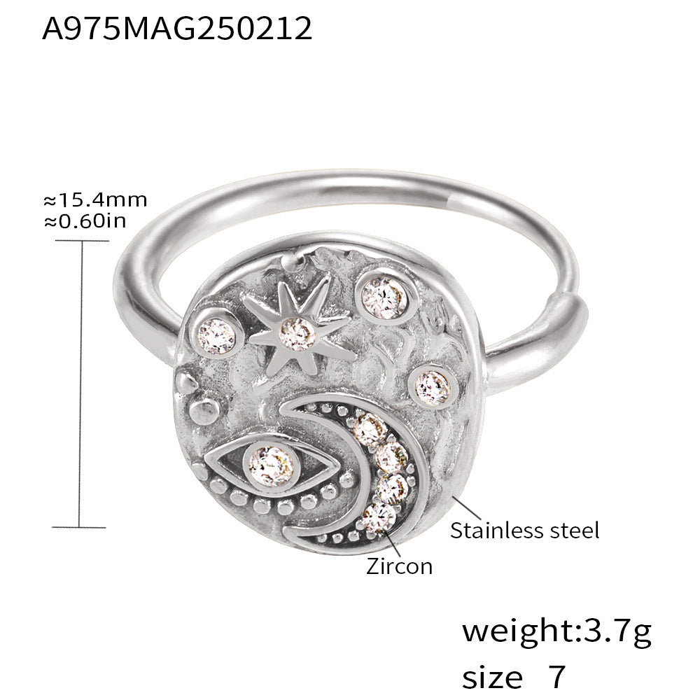 Hot Sale 5A Zircon Ring Women's Light Luxury Personality Star Moon Fashion Tail Ring Devil's Eye Jewelry Gift