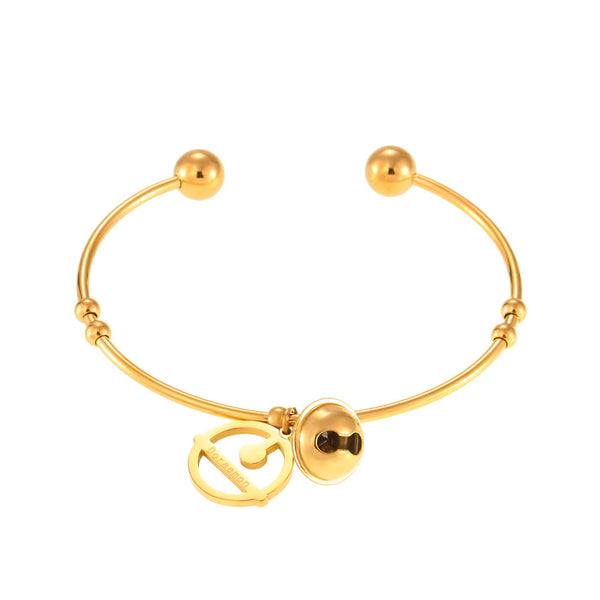 Creative sense robot cat bell bracelet popular personality versatile titanium steel opening bracelet manufacturer spot wholesale