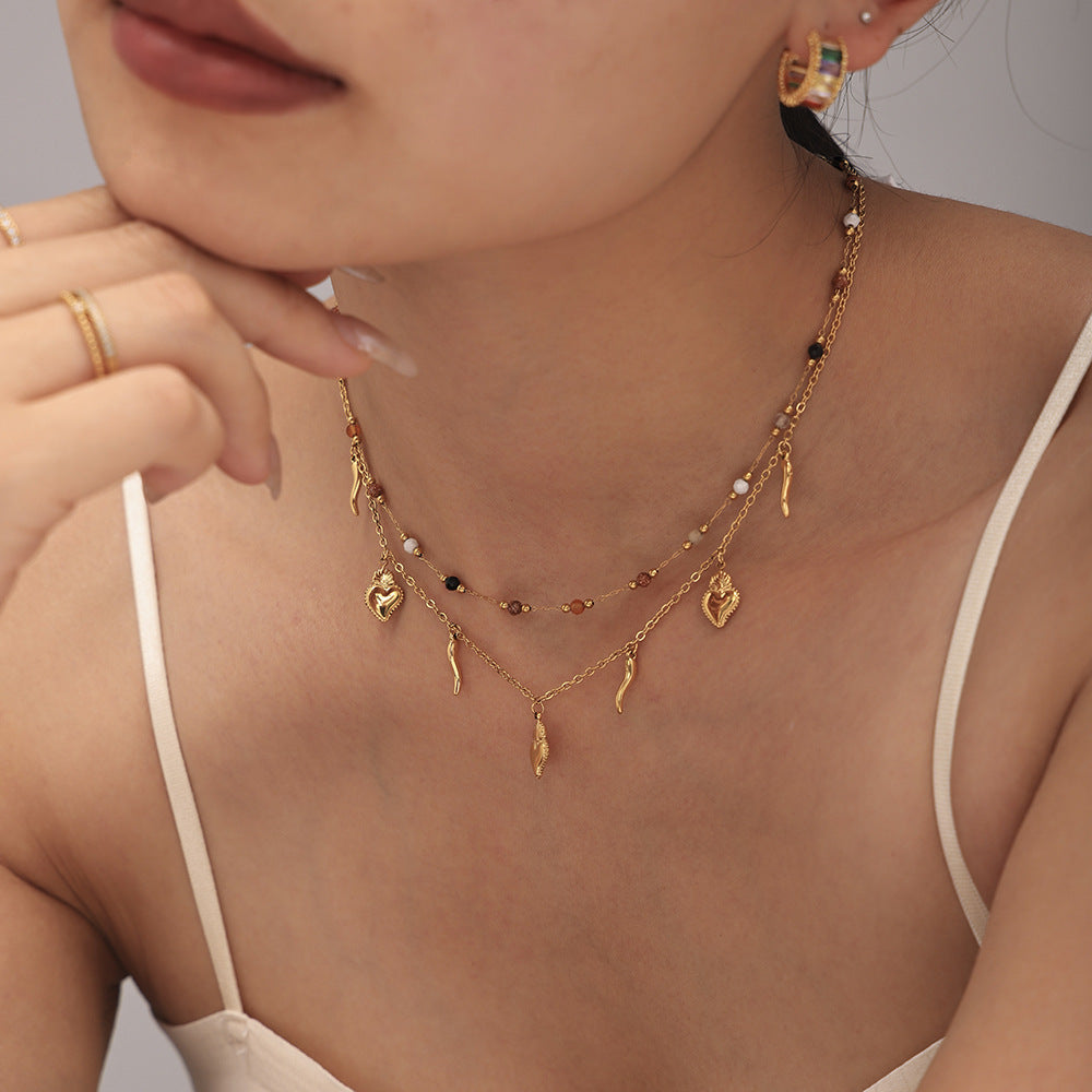 DIY multi-accessories stacked necklace niche bracelet stainless steel plated 18K real gold set in stock