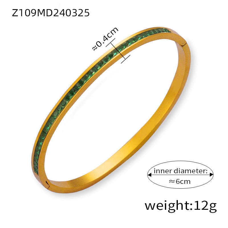 New Fashion Commuter Simple Personality Design Titanium Steel Gold Plated Diamond Niche Bracelet Jewelry Wholesale Female
